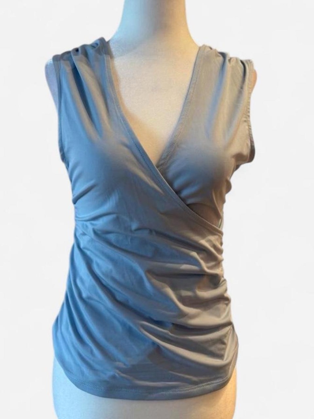 Cotton On Gray Sleeveless Wrap V-Neck Ruched Top